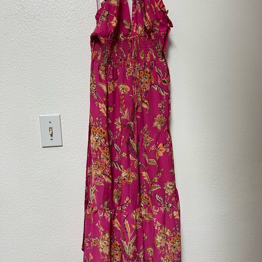 Floral Pink Halter Maxi Dress